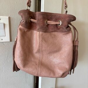 Coach and Four Pink Leather Crossbody Bucket Bag Tassels